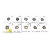 x10- Mercury dimes, 90% silver -x10 dimes, Sold by