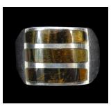 Sterling silver dome style ring with tiger eye