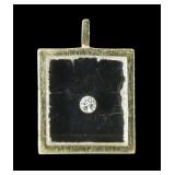 14K Yellow gold diamond in Lucite pendant,