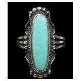Sterling silver bezel set large turquoise ring