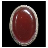 Sterling silver bezel set large carnelian ring,