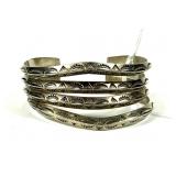 Sterling silver Southwestern design 4-band cuff