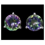 Sterling silver basket set mystic topaz stud