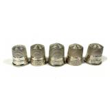 Lot, sterling silver thimbles with decorated rims,