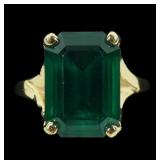 Sterling silver gold wash emerald cut green stone
