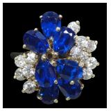 Sterling silver gold wash pear cut blue spinel and