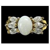 Sterling silver gold wash cabochon opal ring with