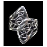Sterling silver open whirled design wraparound