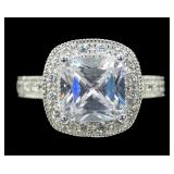 Sterling silver princess cut CZ solitaire ring
