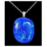 Dichronic glass pendant with 16" sterling silver