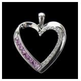 Sterling silver heart shape pendant with channel