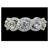 Sterling silver round cut CZ pretty eternity band,