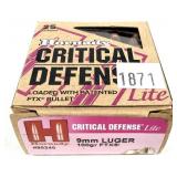 Box of 9mm Luger 100-grain FTX Hornady Critical