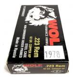 Box of .223 REM 62-grain copper HP Wolf