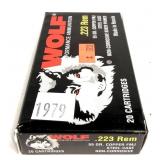 Box of .223 REM 55-grain copper FMJ Wolf