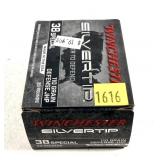 Box of Winchester .38 SPL 110-grain Silver Tip JHP