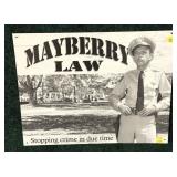 Mayberry Law tin sign, 12 1/2" x 16"