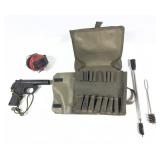 Range Bag with ear muffs, and cleaning rod