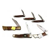 Lot: 6 assorted folding knives includes K-Bar a
