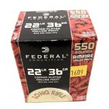 Box of Federal .22 LR hollow point cartridges,