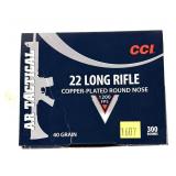 Box of CCI .22 LR AR Tactical cartridges,
