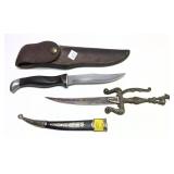 Lot: Cutco knife in sheath and decorative Indian