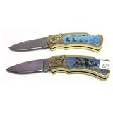 Lot: 2 Decorative Horse Folding knives