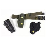 Lot, green belt with US holster, S & W 38/357