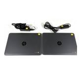 Lot, 2 HP Chromebooks 14G4 laptops with plugs