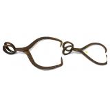 Lot, 2 vintage iron ice tongs