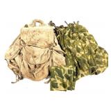 Lot: Mesh camo bug suit and Canvas pack