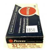 Box of vintage .32 Auto pistol 71-grain MC