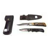 Lot: Camillus 7 folding knife with leather