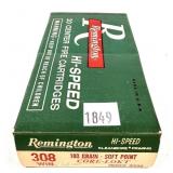 Box of .308 WIN. 180-grain SP Remington