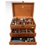 Lot, wooden chest with collection of woodworking