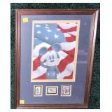 Framed Mickey Mouse  Print with Patriotic