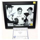 Framed photo of Joe DiMaggio and Yogi Berra with