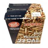 Box of Federal .22 LR HP cartridges, 550 rounds