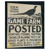 Vintage NYS Conservation tin sign, 14 1/2" x 12"