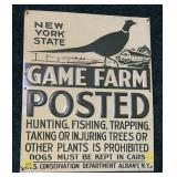 Vintage NYS Conservation tin sign, 14 1/2" x 12"