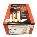 Box of Hornady .243 WIN unprimed cartridge