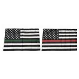 Lot, 2 American flags, red line and green line