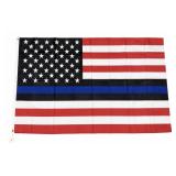 American flag with blue/black line