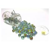 Glass jar of marbles