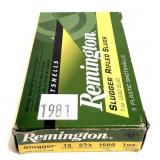 Box of 12 Ga. 2.75" Remington rifled slugs,