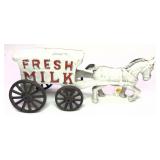 Cast iron milk horse and buggy, 10" L