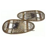 Vintage pair of wooden snowshoes marked B-22