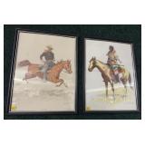 Pair of Frederick Remington framed prints,