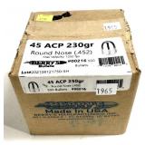 Box of .45 ACP (.452) 230-grain round nose Berry