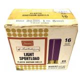 Box of 16 Ga. 2.75" No. 6 Sears light sport loads,